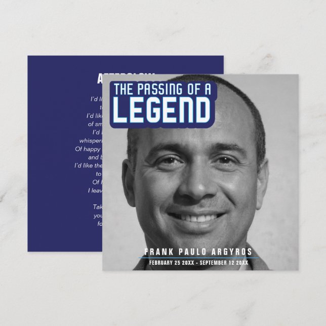 Remerciements Funérailles passage d'une légende carte de poème b (Devant / Derrière)