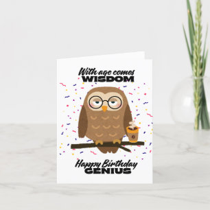 Remerciements Funny Birthday Owl Café Genius carte de sagesse