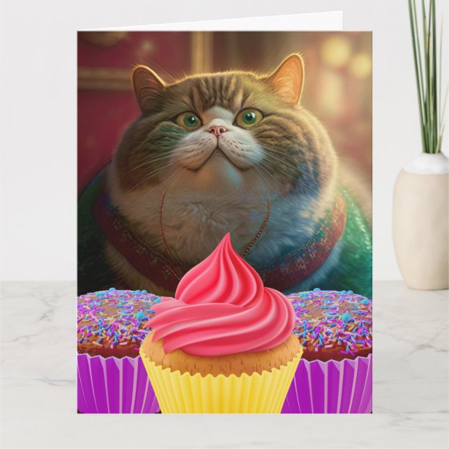 REMERCIEMENTS FUNNY GRAS CHAT CARTE DE SALUT D'ANNIVERSAIRE (Devant)