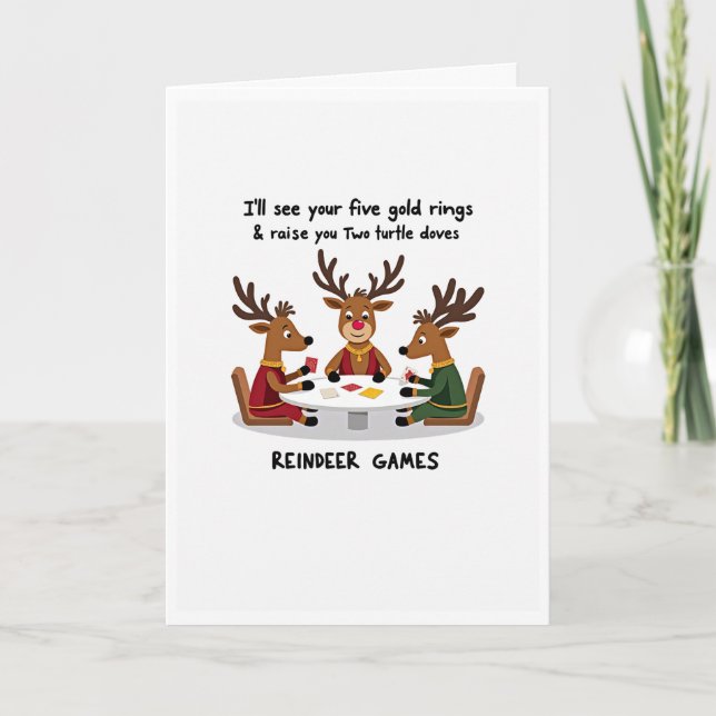 Remerciements Funny Reindeer Games Carte de Noël (Devant)