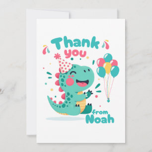 Remerciements Garçon d'anniversaire dinosaure - Carte de remerci