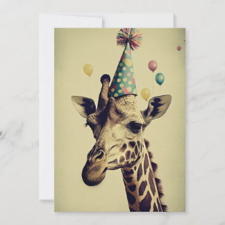 Remerciements Girafe avec carte de voeux plat Casquette de fête