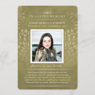 Remerciements Golden Floral Custom Photo Poem Carte de remerciem