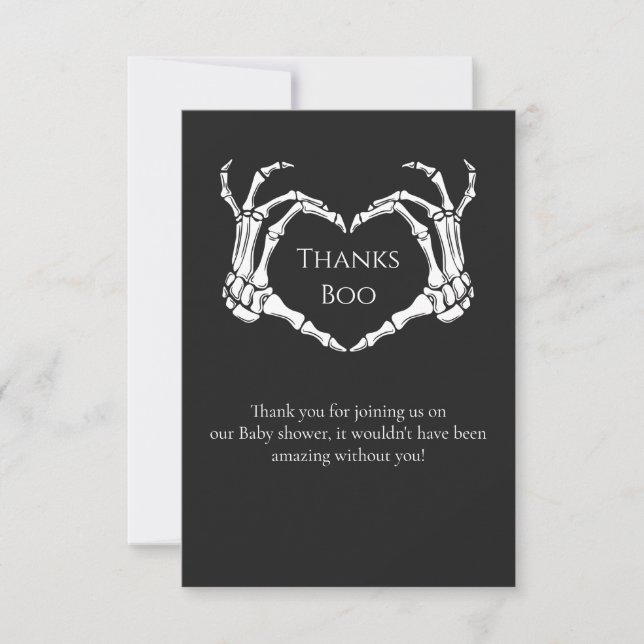 Remerciements Goth Minimal Squelette Baby shower Carte de remerc (Devant)