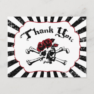 Remerciements Goth Red Rose Crâne Grunge Pirate Carte de remerci