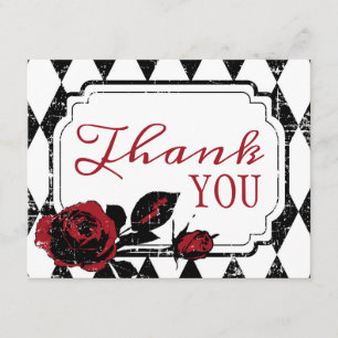 Remerciements Goth Red Rose Grunge Diamant Carte de remerciement