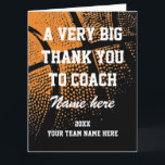 Remerciements Grande carte de remerciement oversized pour l'entr<br><div class="desc">Grande carte de remerciement oversized pour l'entraîneur de basketball. Énorme carte de vœux XL Extra large pour remercier les entraîneurs sportifs / entraîneur d'équipe de lycée, entraîneur de maman ou de papa, etc. Modèle de texte personnalisable en typographie sportive. Ajoutez un message personnalisé, une année ou une date ainsi que...</div>