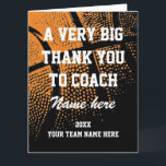 Remerciements Grande carte de remerciement oversized pour l'entr<br><div class="desc">Grande carte de remerciement oversized pour l'entraîneur de basketball. Énorme carte de vœux XL Extra large pour remercier les entraîneurs sportifs / entraîneur d'équipe de lycée, entraîneur de maman ou de papa, etc. Modèle de texte personnalisable en typographie sportive. Ajoutez un message personnalisé, une année ou une date ainsi que...</div>