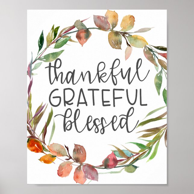 Remerciements Grateful Blessed Automne Poster Impr (Devant)