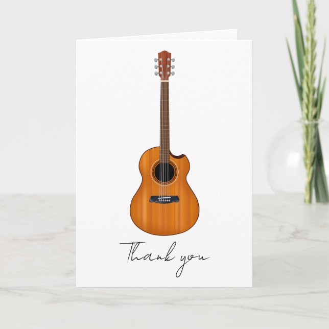 Remerciements Guitare naturelle acoustique pliée Carte de remerc (Devant)