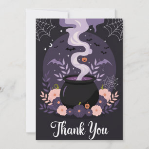 Remerciements Halloween Éffrayant Floral Cauldron Carte de remer