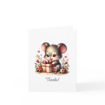 Happy Cute Mouse Custom Folt Carte de remerciement