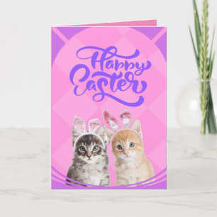 Remerciements Happy Kittens Lapin de Pâques Carte personnalisée