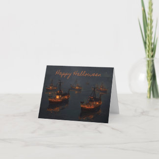 Remerciements Haunted Harbour Lights - Carte de bateau Halloween