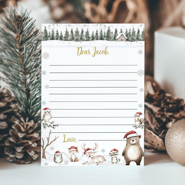 Remerciements Hiver Animaux des bois Carte de capsule d'annivers (Créateur téléchargé)