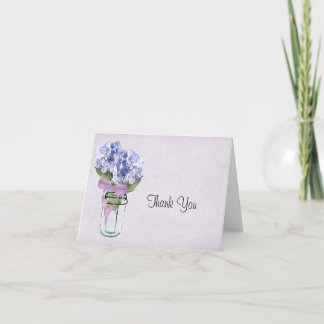 Remerciements Hydrangea dans un bocal Mason - Carte de remerciem