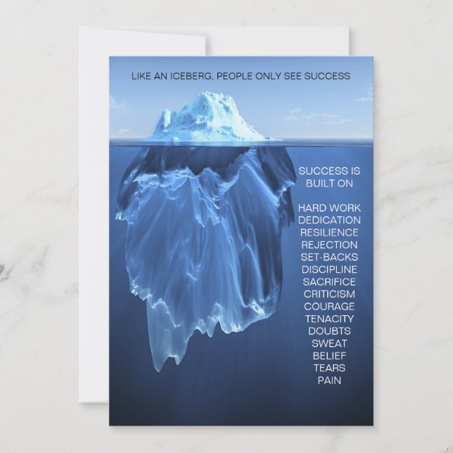 Remerciements iceberg de succès - motiver, inspirer carte (Devant)