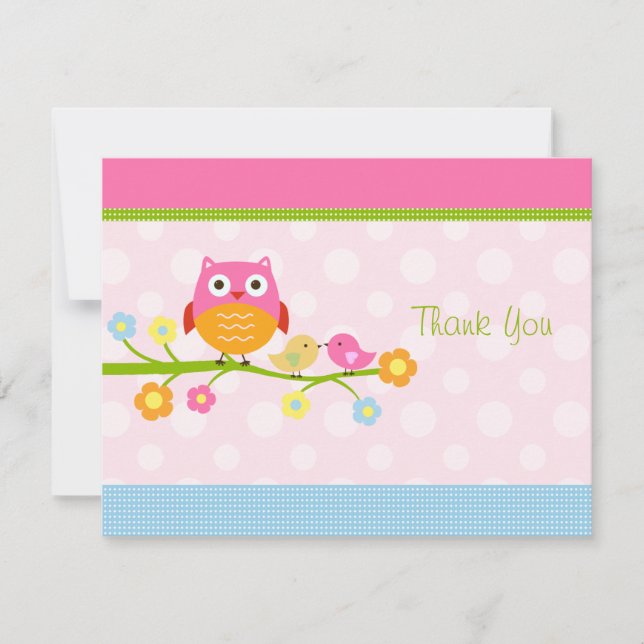 Remerciements Inséparables et hibou sur la Carte de remerciement (Devant)