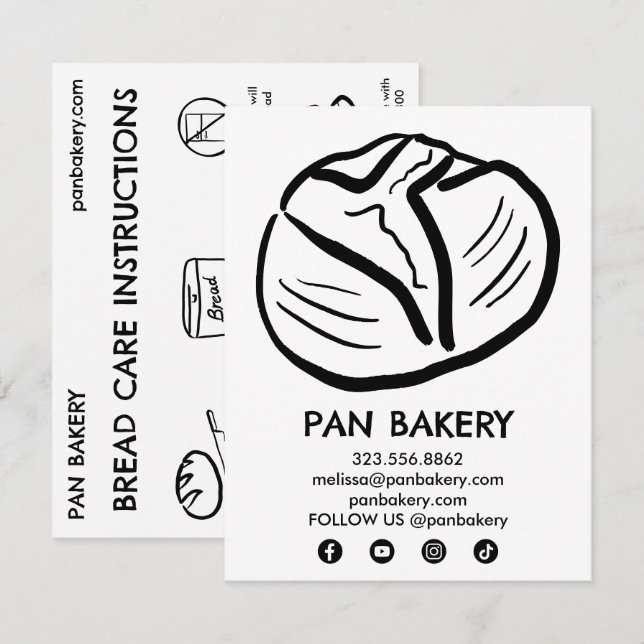 Remerciements Instructions de la carte de soins BREAD pour la ca (Devant / Derrière)
