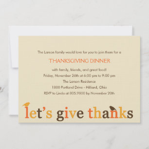 Remerciements Invitation Au Dîner De Thanksgiving
