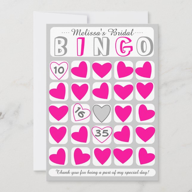 Remerciements Jeu de bingo de mariage personnalisable carte rose (Devant)
