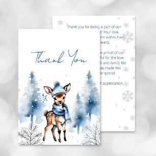 Remerciements Joli cerf Winter garçons baby shower carte de reme
