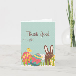Remerciements Joli lapin et Oeufs de Pâques Carte de remerciemen