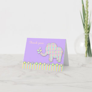 Remerciements Joli Pastel Elephant Baby shower Carte de remercie