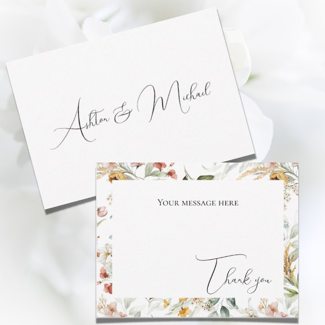 Remerciements Jolie carte à plat de remerciement à motif floral  (Créateur téléchargé)