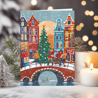 Remerciements Jolie carte de Noël de la ville moderne d'Amsterda