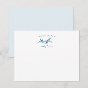 Remerciements Jolie carte de remerciement bébé garçon avion aqua