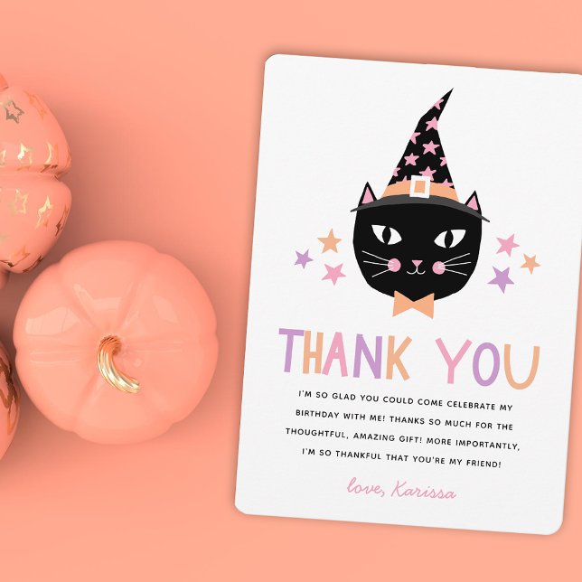 Remerciements Jolie carte de remerciement de chat de sorcière no (Créateur téléchargé)
