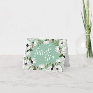 Remerciements Jolie carte de remerciement florale - menthe
