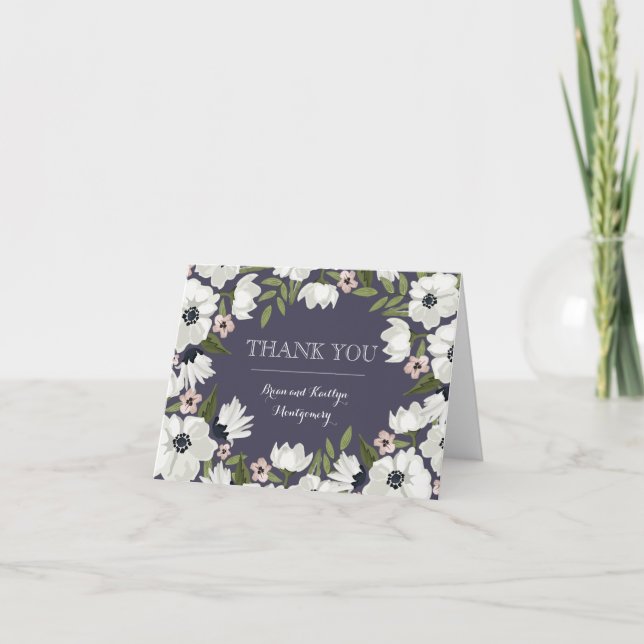 Remerciements Jolie carte de remerciement florale - violet (Devant)