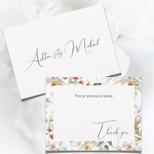 Remerciements Jolie carte de remerciement plate à motif floral a