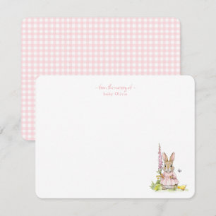 Remerciements Jolie carte de remerciement vintage lapin rose pou