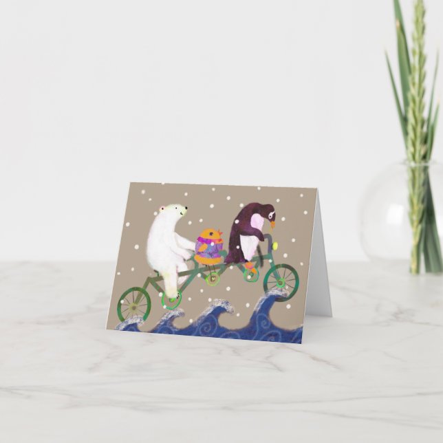 Remerciements Jolie carte de vacances de l'ours d'hiver et d'ami (Devant)