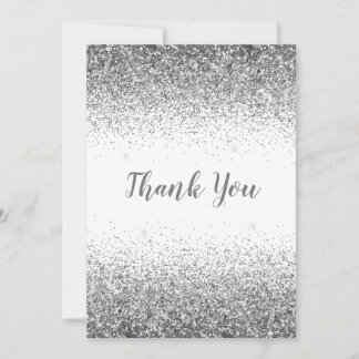 Remerciements Jolie Parties scintillant Argent Simple Carte de r