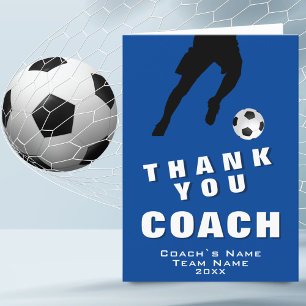 Remerciements Joueur de football Soccer bleu Carte de remercieme