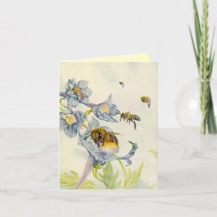 Remerciements Jovely Morning Glory flowers Bees Carte de remerci