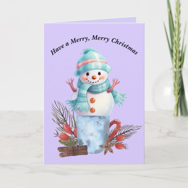 Remerciements Joyeuse carte Snowman de Noël (Devant)