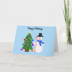 Remerciements Joyeuses fêtes Snowman & sapin de Noël Carte #4