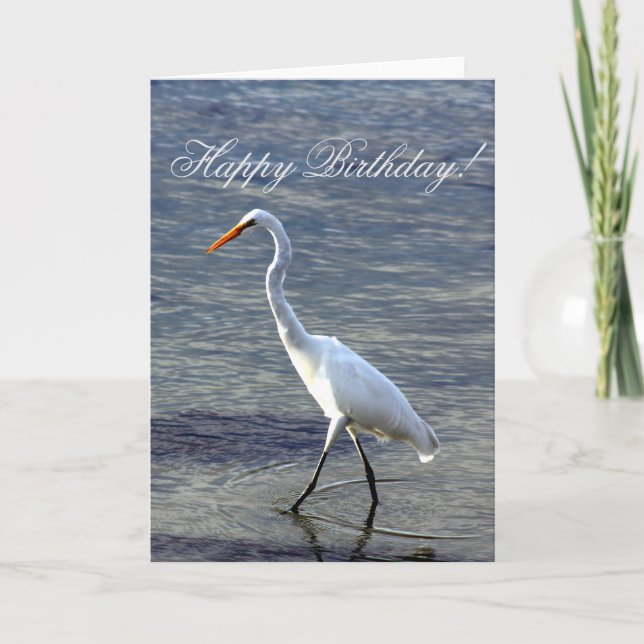 Remerciements Joyeux anniversaire Great Egret Bird carte de voeu (Devant)