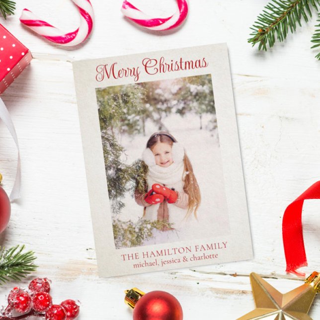 Remerciements Joyeux Noël Famille Photo Carte de vacances (Créateur téléchargé)