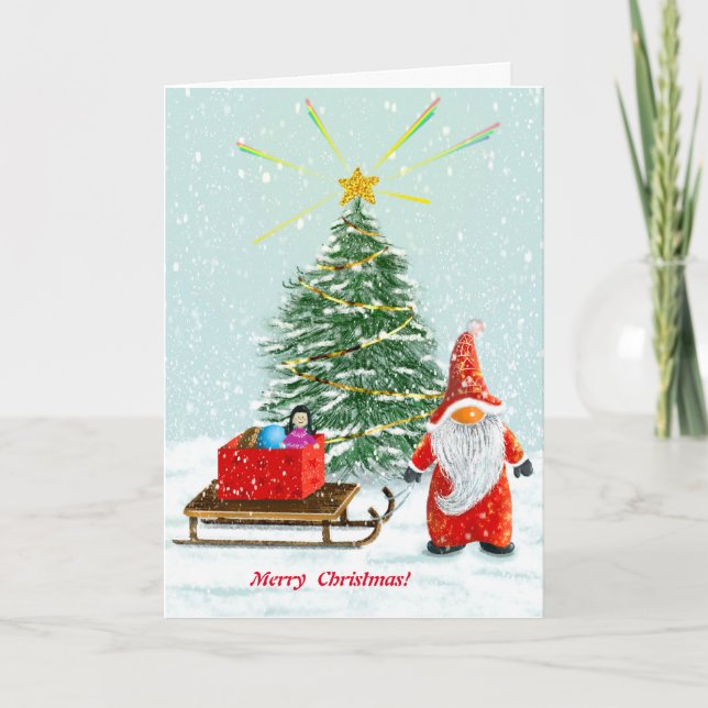 Remerciements Joyeux Noël Gnome Carte de voeux (Devant)