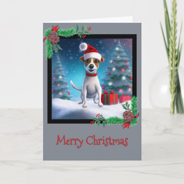 Remerciements Joyeux Noël Jack Russel Terrier Carte de voeux (Devant)