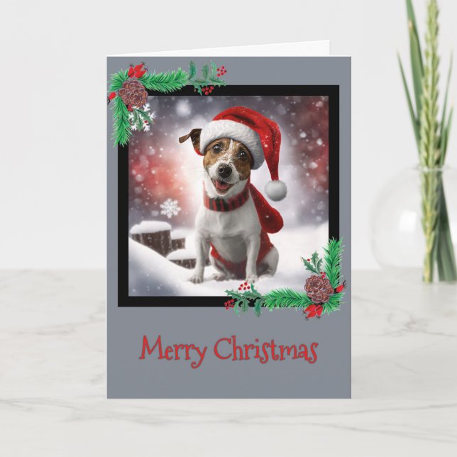 Remerciements Joyeux Noël Jack Russell Terrier Carte de voeux (Devant)