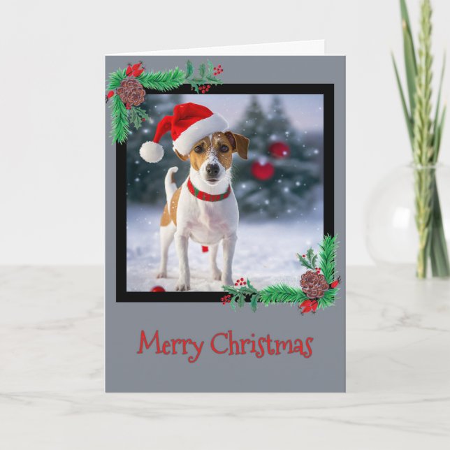 Remerciements Joyeux Noël Jack Russell Terrier Carte de voeux (Devant)
