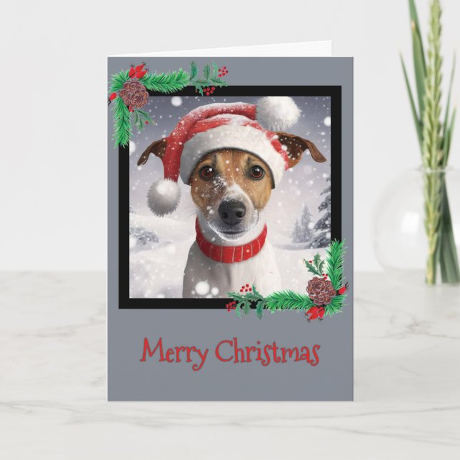 Remerciements Joyeux Noël Jack Russell Terrier Carte de voeux (Devant)