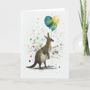 Remerciements Kangaroo avec Balloons Carte de voeux pliée